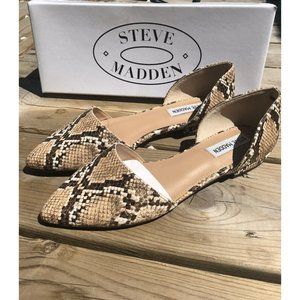 Steve Madden Snake Print D'orsay Genius Flat Tan Women's Size 7.5 M